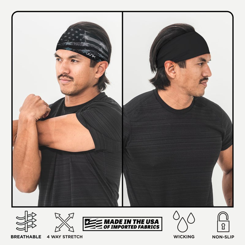 JUNK Brands Big Bang Lite Headband - Moisture-Wicking, Performance Fabric, Non-Slip, Sports Sweatband for Men & Women - One Size - Abyss - Image 5